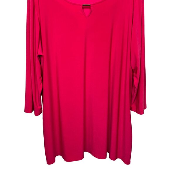 Ellen Weaver Top Womens 3/4 Sleeve Plus Size 2X Shirt Pink Fuchsia Stretch Work - Picture 3 of 13